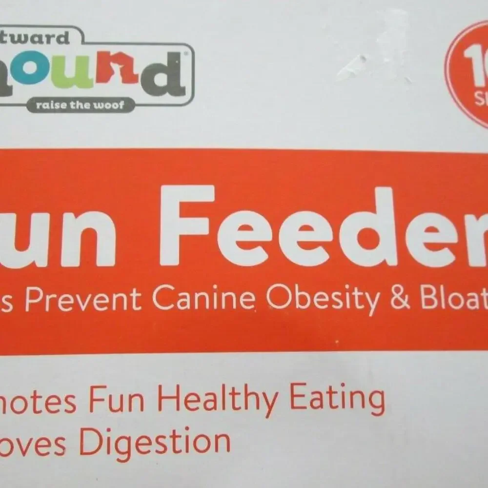 New Outward Hound Fun Feeder Slo Bowl-Holds 4 Cups-Orange-Dogs Eat 10x Slower